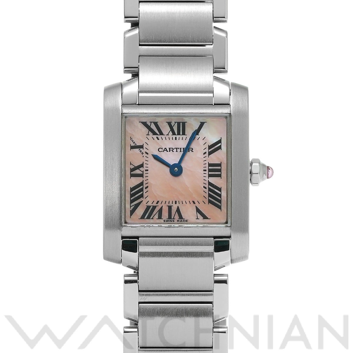 カルティエ タンク フランセーズ SM W51028Q3 ピンクシェル レディース 時計 【中古】【wristwatch】