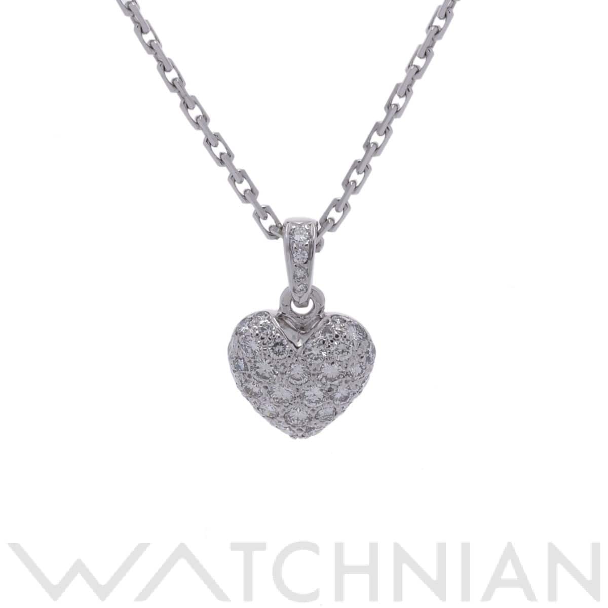カルティエ ハートパヴェ ネックレス シルバー K18ホワイトゴールド WG レディース ジュエリー 【中古】【jewelry】