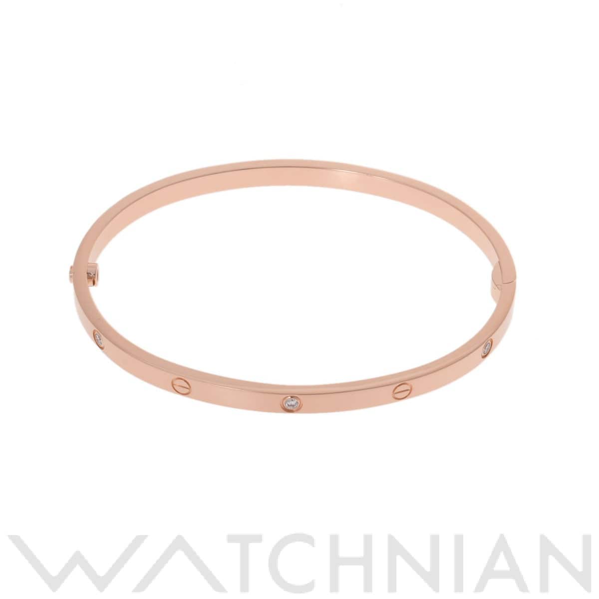 カルティエ ラブブレスレット SM ハーフダイヤ #17 ゴールド K18ピンクゴールド PG レディース ジュエリー 【中古】【jewelry】