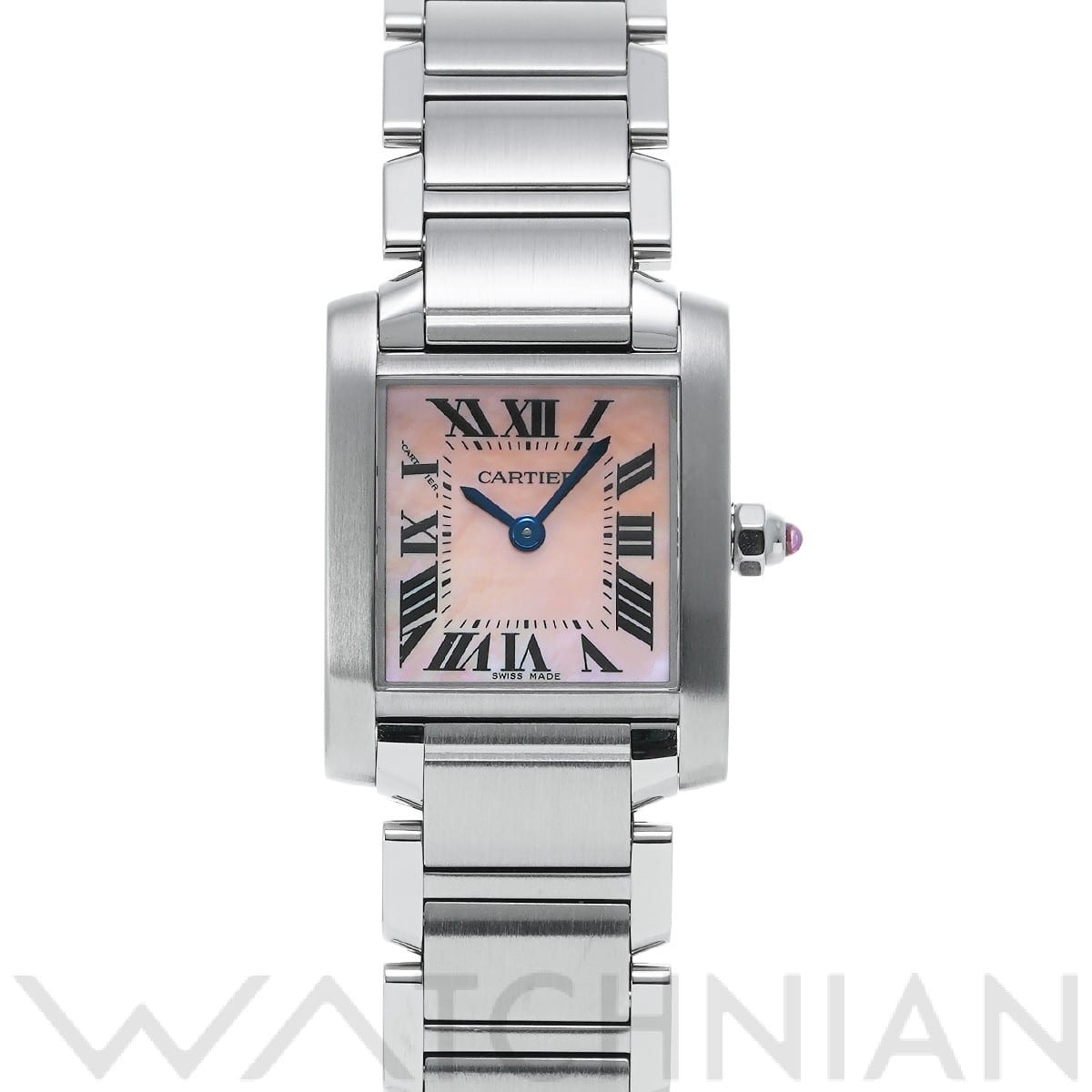 カルティエ タンク フランセーズ SM W51028Q3 ピンクシェル レディース 時計 【中古】【wristwatch】