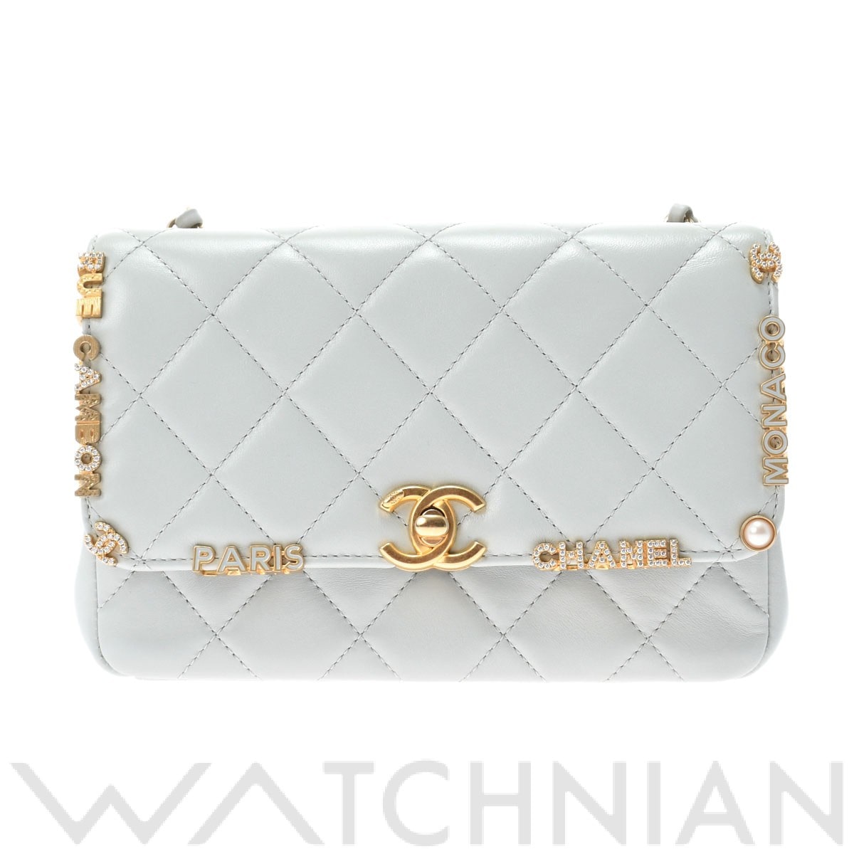 シャネル ミニフラップバッグ グレー AS3731 ラムスキン レディース バッグ 【未使用】【bag】