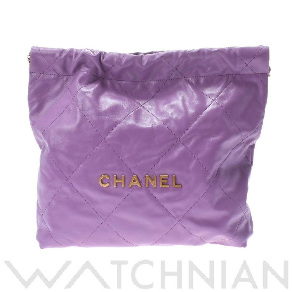 シャネル CHANEL22 スモールハンドバッグ パープル/ゴールド金具 AS3260 シャイニーカーフスキン レディース バッグ 【未使用】【bag】