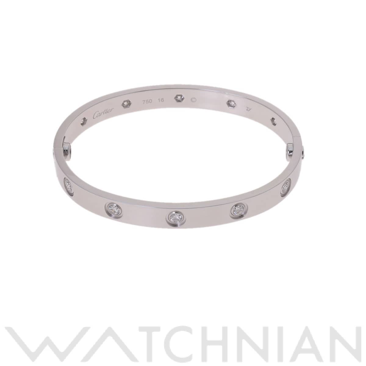 カルティエ ラブブレスレット フルダイヤ シルバー K18ホワイトゴールド WG レディース ジュエリー 【中古】【jewelry】