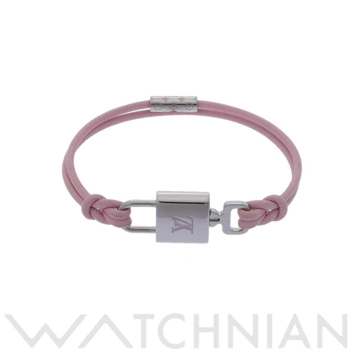 ルイ ヴィトン ブレスレット LV パドロック シルバー/ピンク M8140F レザー/メタル レディース ジュエリー 【中古】【jewelry】