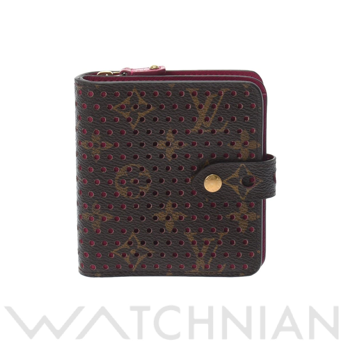 ルイ ヴィトン コンパクトジップ ブラウン/フューシャ M95188 モノグラムペルフォ メンズ 財布 【中古】【purse】