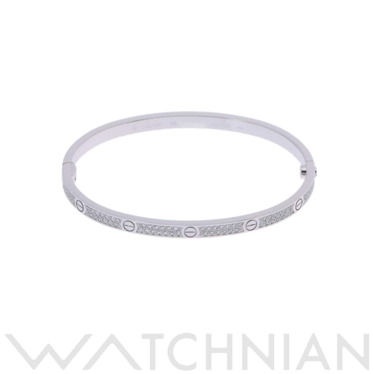 カルティエ ラブブレスレット SM #16 パヴェダイヤ シルバー K18ホワイトゴールド WG レディース ジュエリー 【中古】【jewelry】