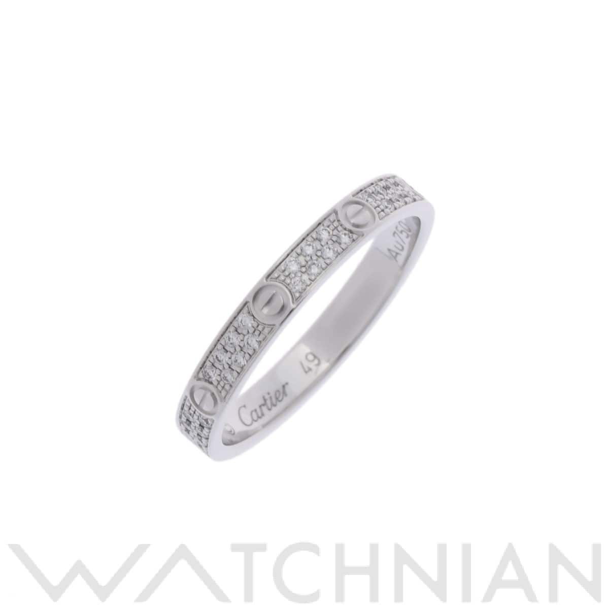カルティエ ラブリング SM パヴェダイヤ #49 シルバー K18ホワイトゴールド WG レディース ジュエリー 【中古】【jewelry】