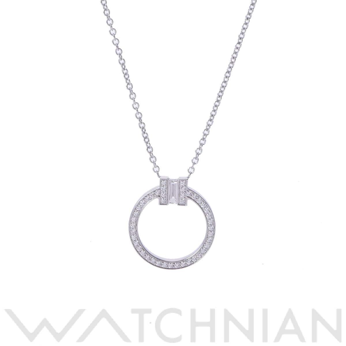 ティファニー T TWOサークル ネックレス ホワイト K18ホワイトゴールド WG レディース ジュエリー 【中古】【jewelry】