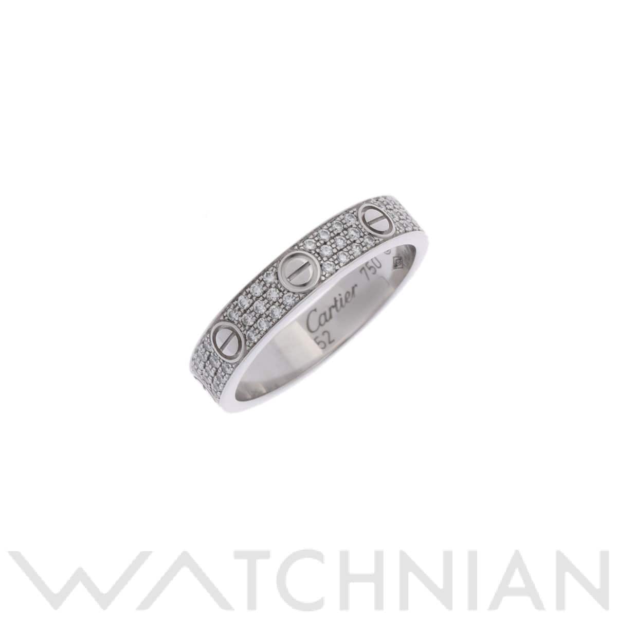 カルティエ ミニラブリング パヴェダイヤ #52 シルバー K18ホワイトゴールド WG レディース ジュエリー 【中古】【jewelry】