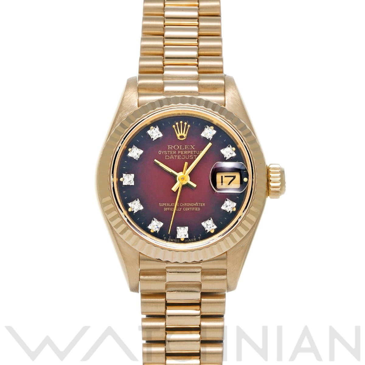 ロレックス デイトジャスト 69178G チェリー・グラデーション/ダイヤモンド レディース 時計 【中古】【wristwatch】