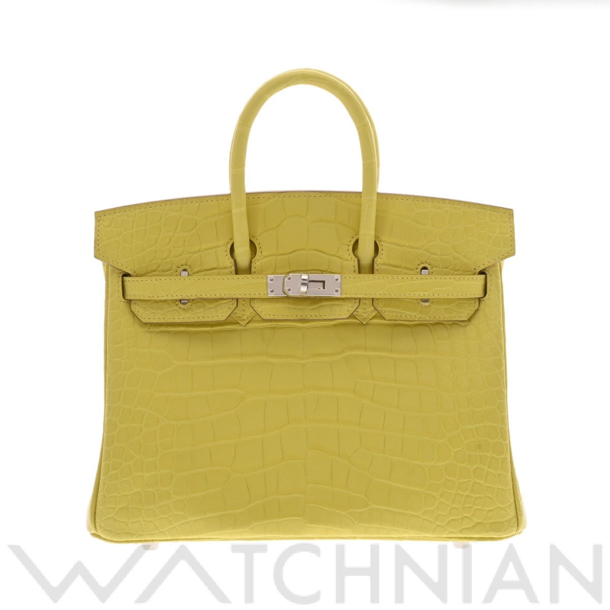 エルメス バーキン 25 ライム/パラジウム金具 アリゲーターマット レディース バッグ 【新品】【bag】