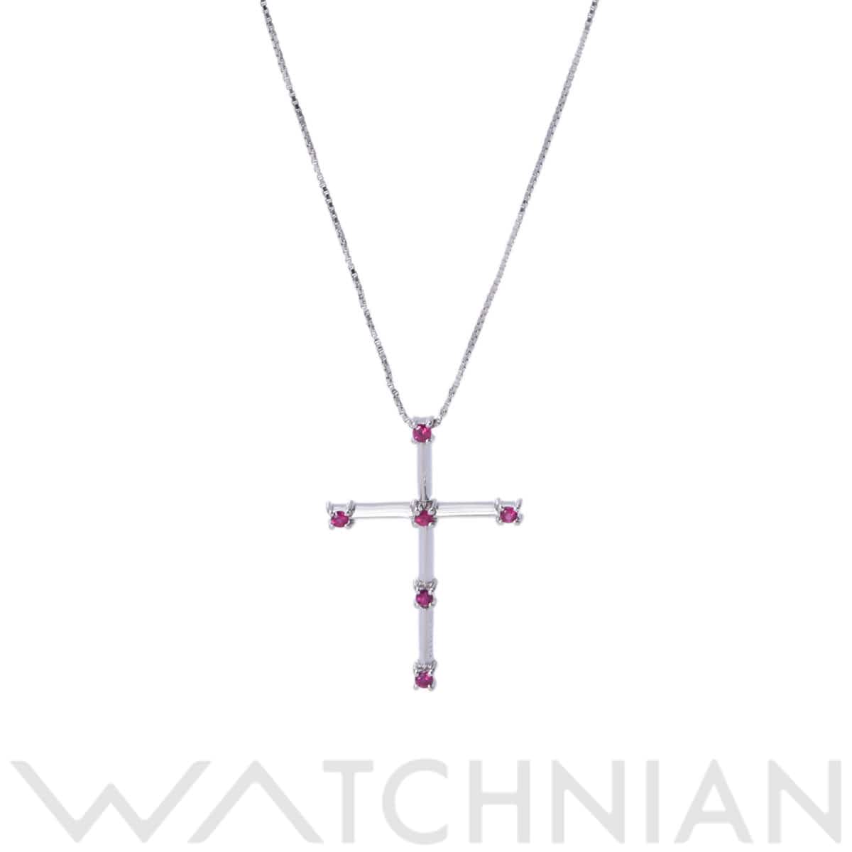 ダミアーニ ルビークロス ネックレス シルバー K18ホワイトゴールド WG レディース ジュエリー 【中古】【jewelry】