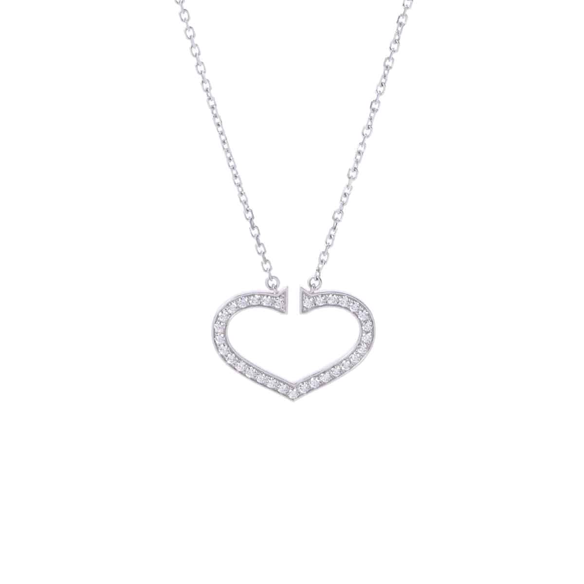 カルティエ Cハートネックレス LM シルバー K18ホワイトゴールド WG レディース ジュエリー 【中古】【jewelry】