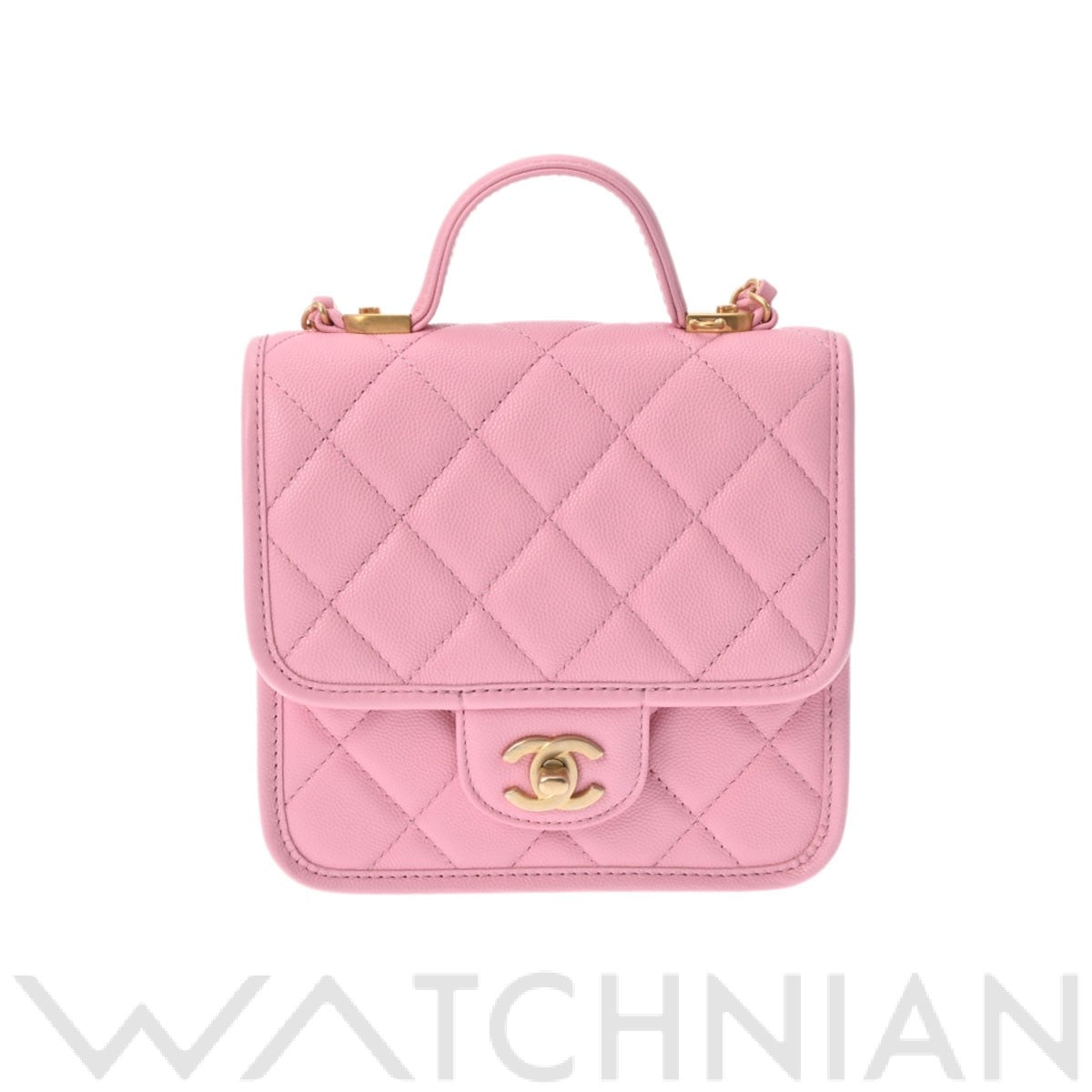 シャネル スモール トップハンドル フラップバッグ ピンク AS3652 グレインドカーフスキン レディース バッグ 【中古】【bag】