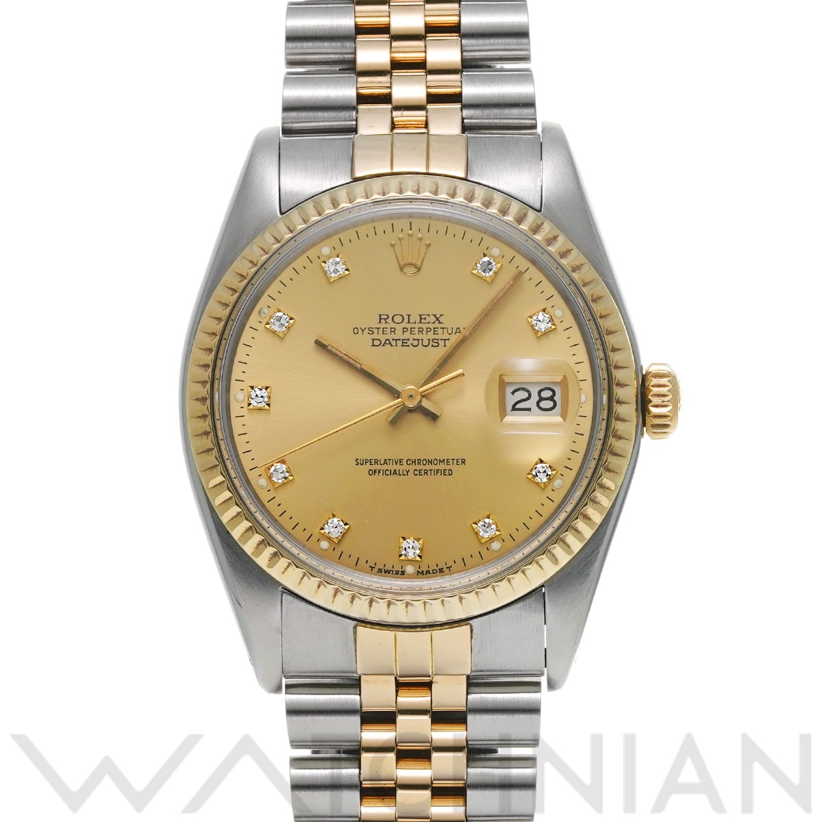 ロレックス デイトジャスト 16013G シャンパン/ダイヤモンド メンズ 時計 【中古】【wristwatch】