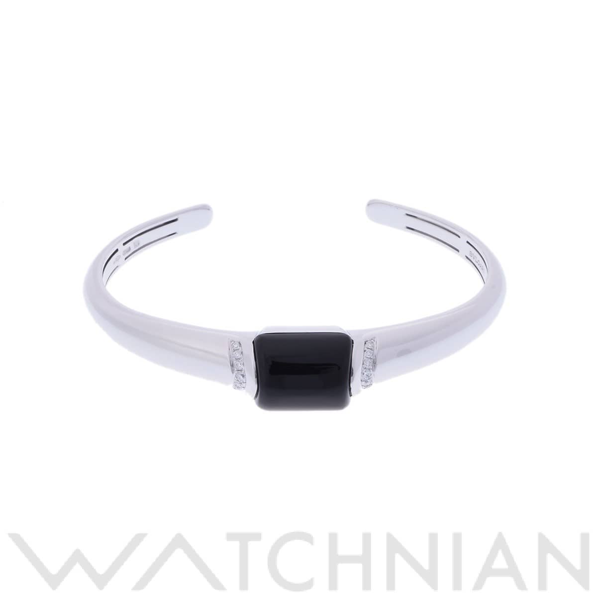 ブルガリ オニキスバングル #M シルバー 349558 K18ホワイトゴールド WG レディース ジュエリー 【中古】【jewelry】
