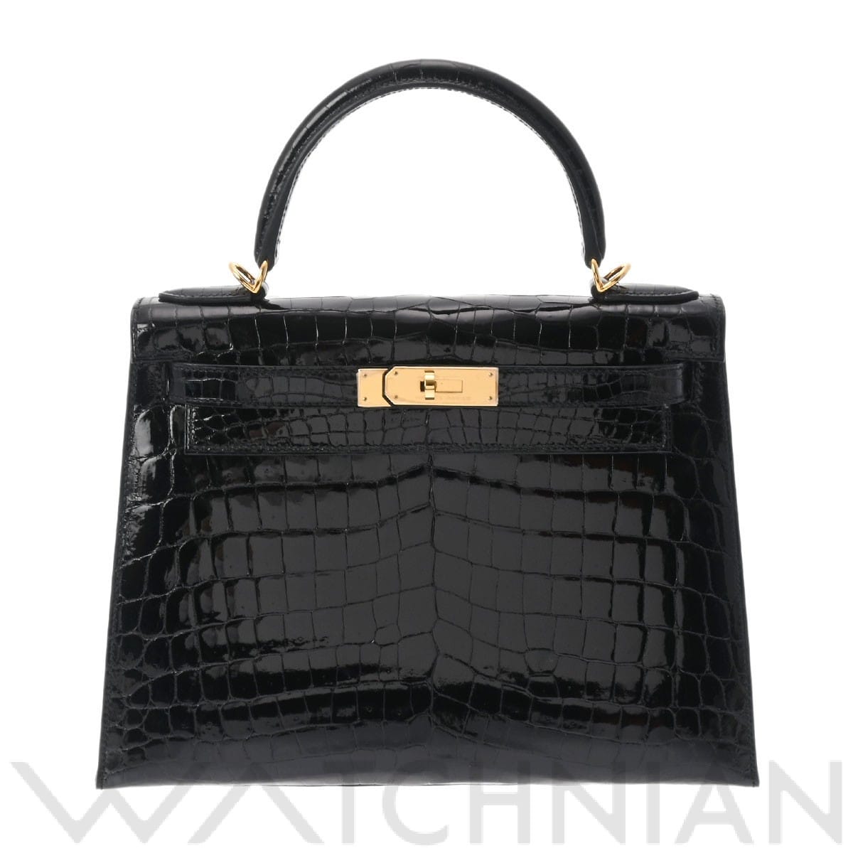 エルメス ケリー 28 外縫い ブラック ニロティカスリセ レディース バッグ 【中古】【bag】