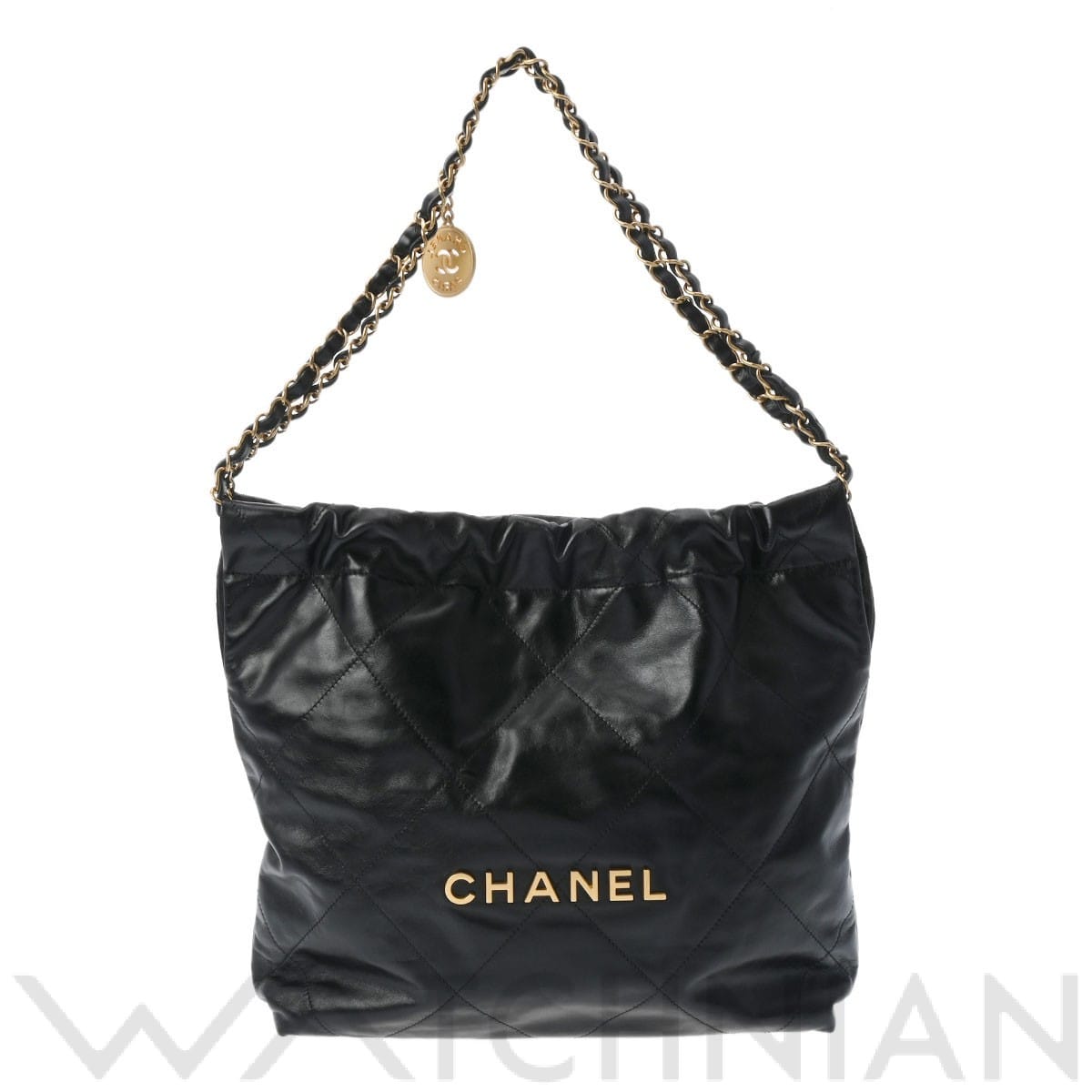 シャネル スモール ハンドバッグ CHANEL22 ブラック/ゴールド金具 AS3960 シャイニーカーフスキン レディース バッグ 【中古】【bag】