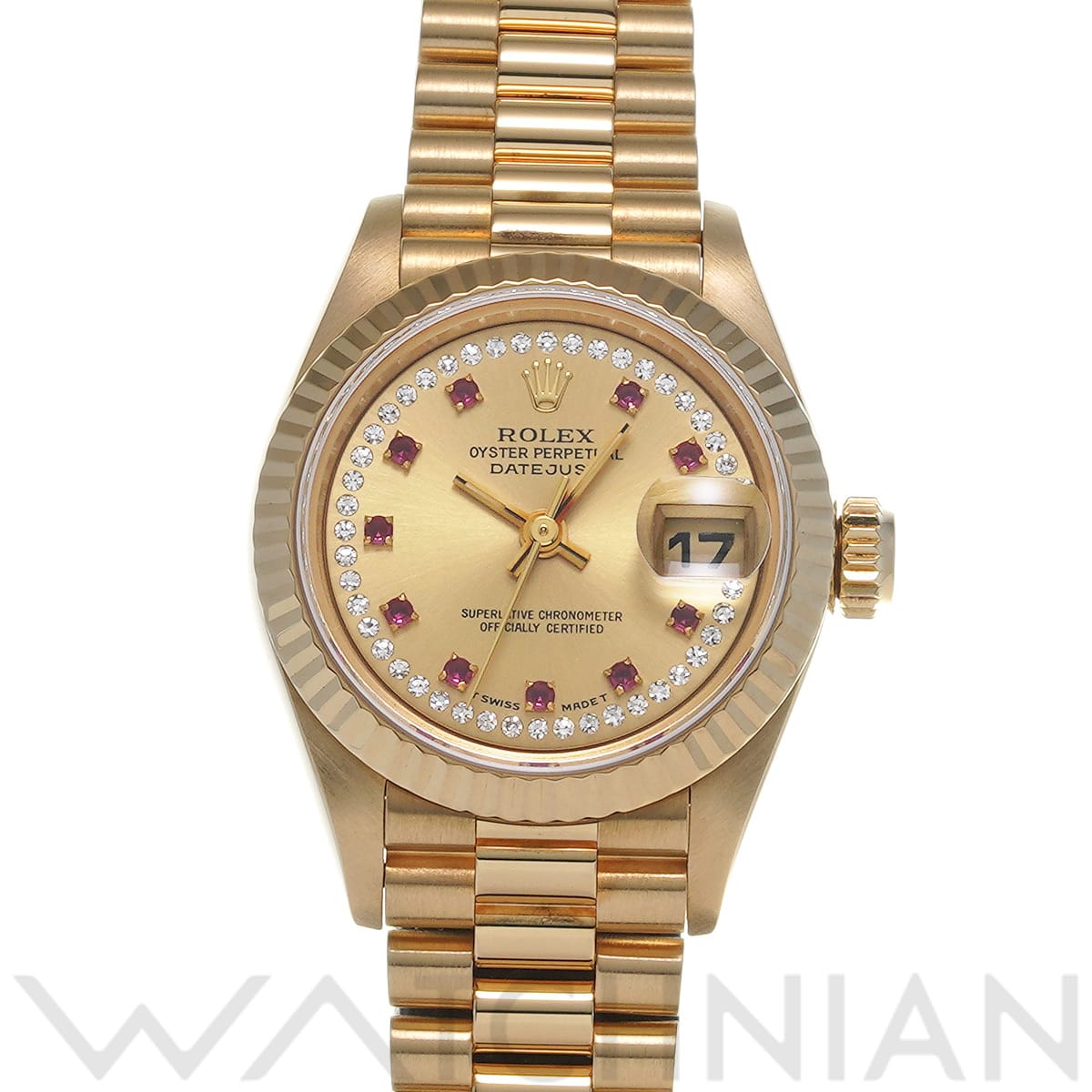 ロレックス デイトジャスト 69178LR シャンパン/ダイヤモンド/ルビー レディース 時計 【中古】【wristwatch】