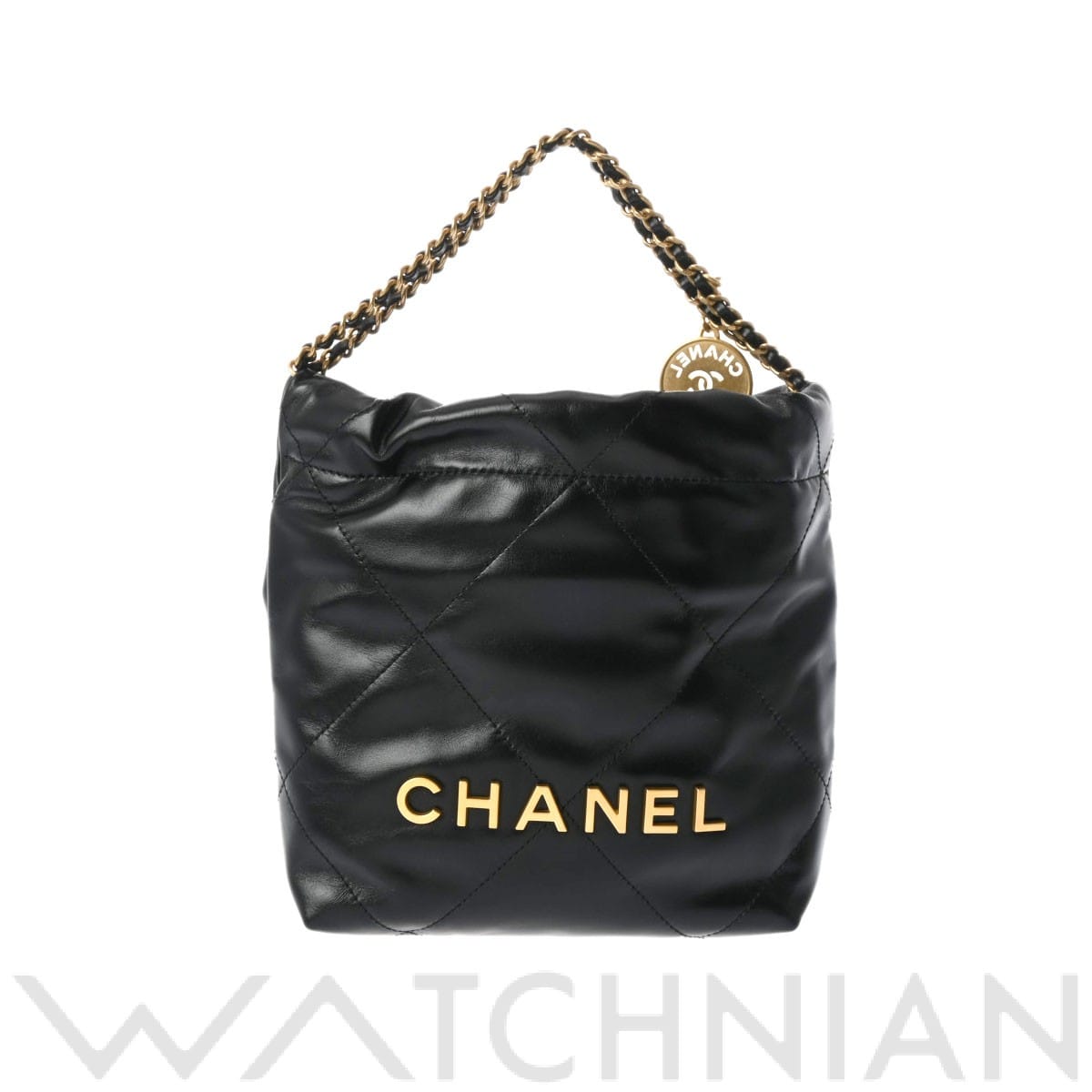 シャネル ミニ ハンドバッグ CHANEL22 ブラック AS3980 シャイニーカーフスキン レディース バッグ 【未使用】【bag】