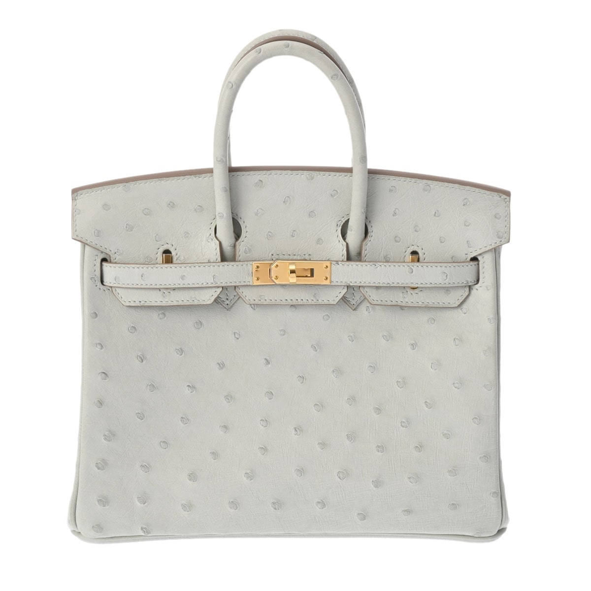 エルメス バーキン 25 パールグレー/ゴールド金具 オーストリッチ レディース バッグ 【未使用】【bag】