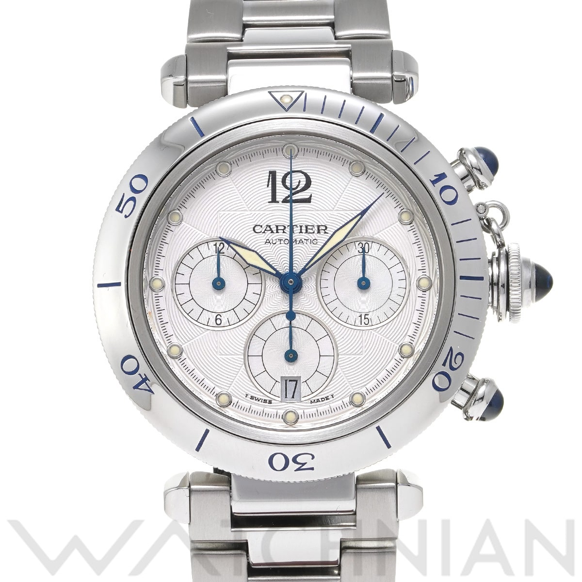 カルティエ パシャ ドゥ カルティエ クロノグラフ 38mm W31030H3 シルバー メンズ 時計 【中古】【wristwatch】