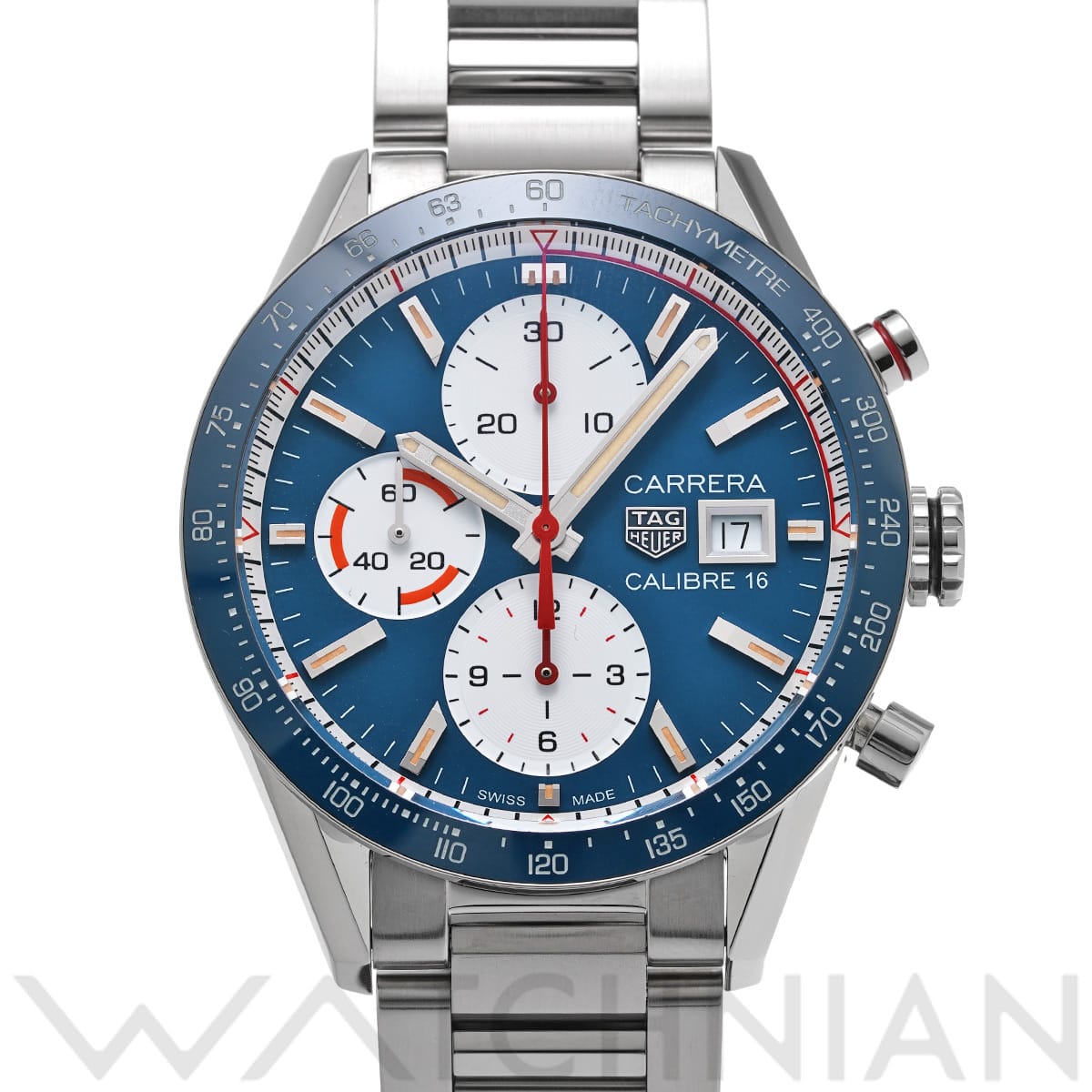タグ ホイヤー カレラ キャリバー16 クロノグラフ CV201AR.BA0715 ブルー/ホワイト メンズ 時計 【中古】【wristwatch】