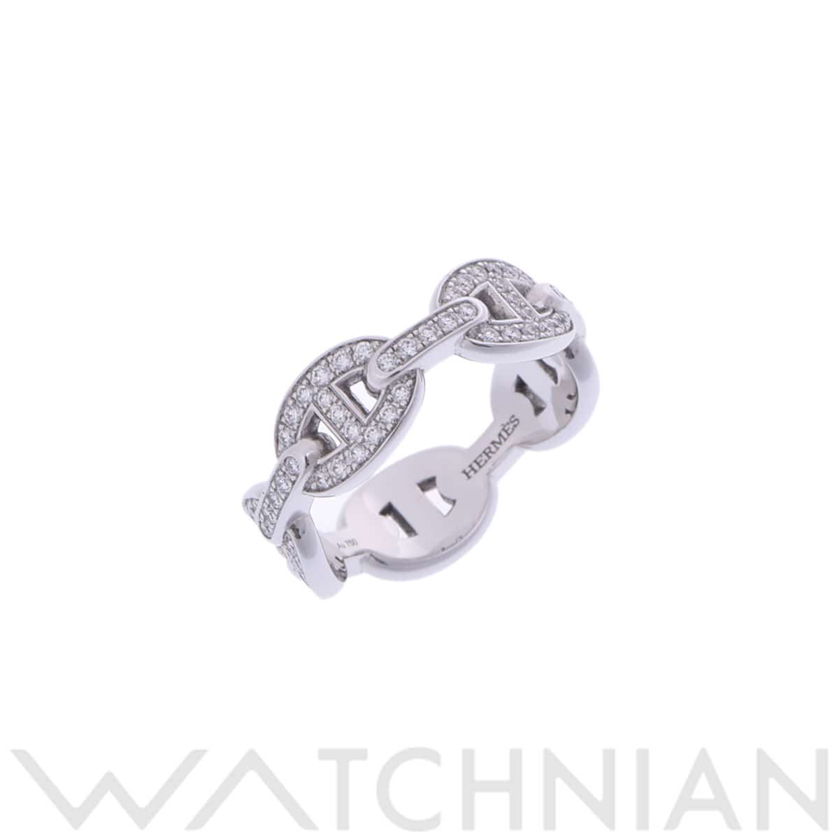 エルメス シェーヌダンクルリング #55　パヴェ シルバー K18ホワイトゴールド WG レディース ジュエリー 【中古】【jewelry】