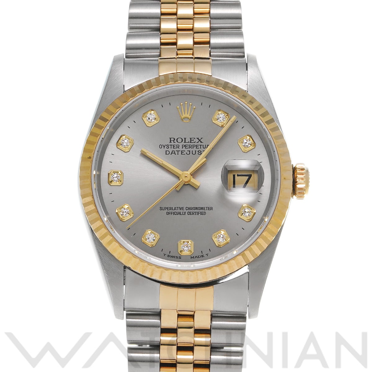 ロレックス デイトジャスト 16233G グレー/ダイヤモンド メンズ 時計 【中古】【wristwatch】