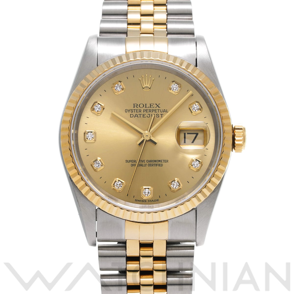 ロレックス デイトジャスト 16233G シャンパン/ダイヤモンド メンズ 時計 【中古】【wristwatch】