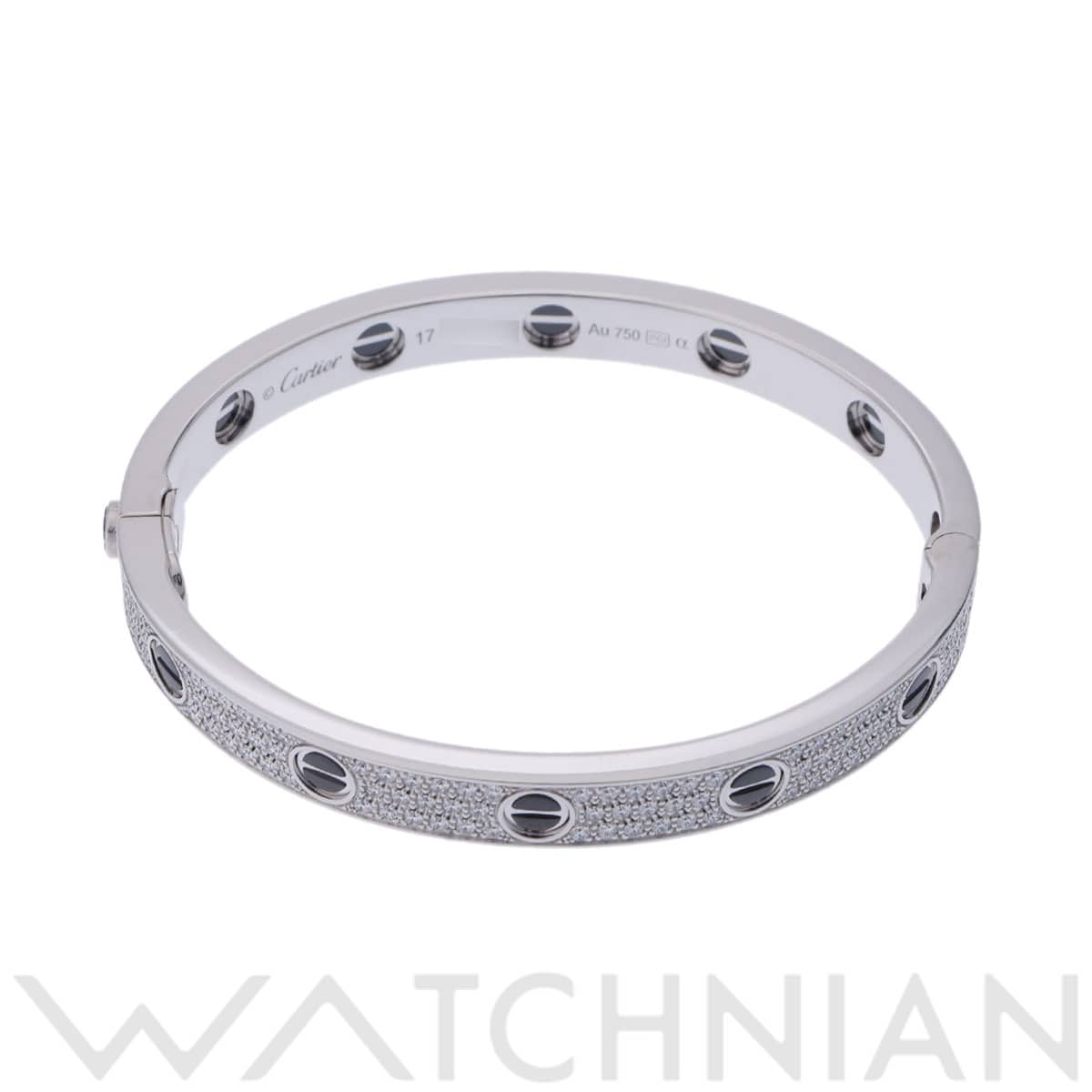 カルティエ ラブブレスレット #17 パヴェ シルバー K18ホワイトゴールド WG レディース ジュエリー 【中古】【jewelry】