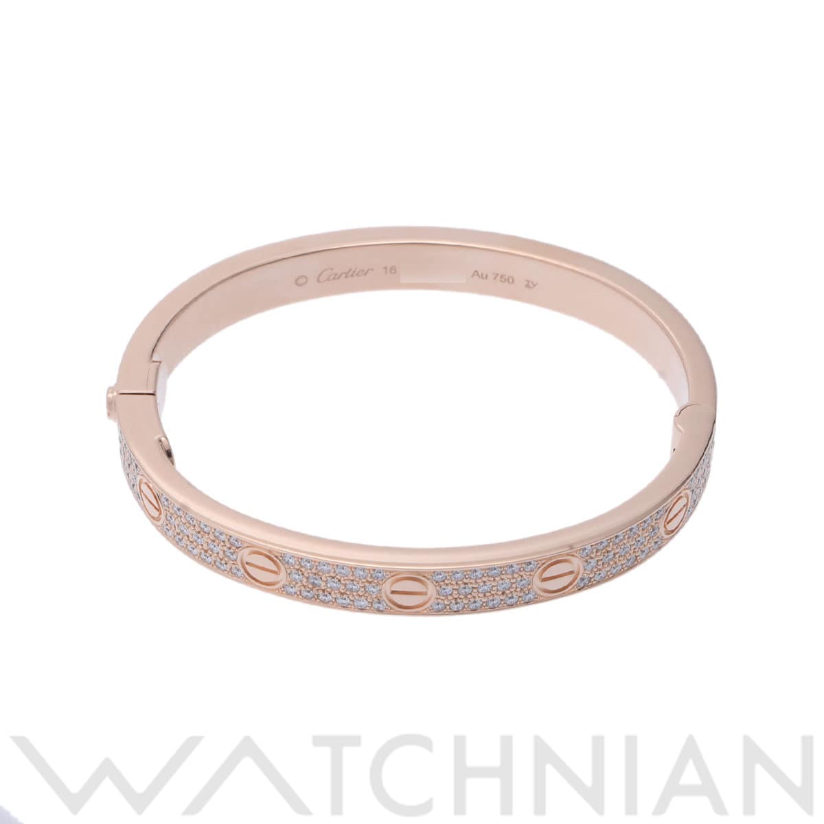 カルティエ ラブブレスレット #16 パヴェ ゴールド K18ピンクゴールド PG レディース ジュエリー 【中古】【jewelry】