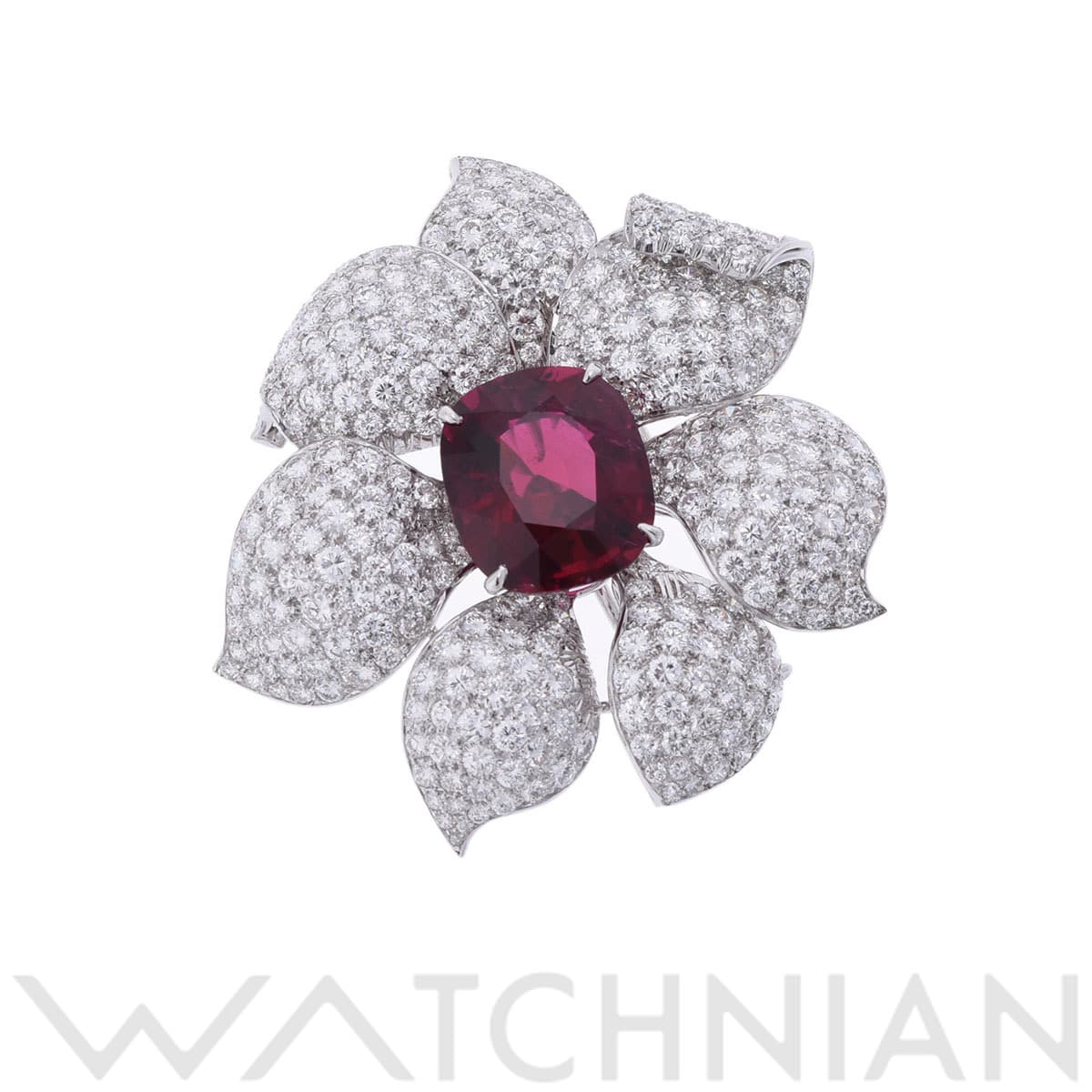 ブルガリ フラワーモチーフ ブローチ パヴェ シルバー 347795 Pt950プラチナ レディース ジュエリー 【中古】【jewelry】