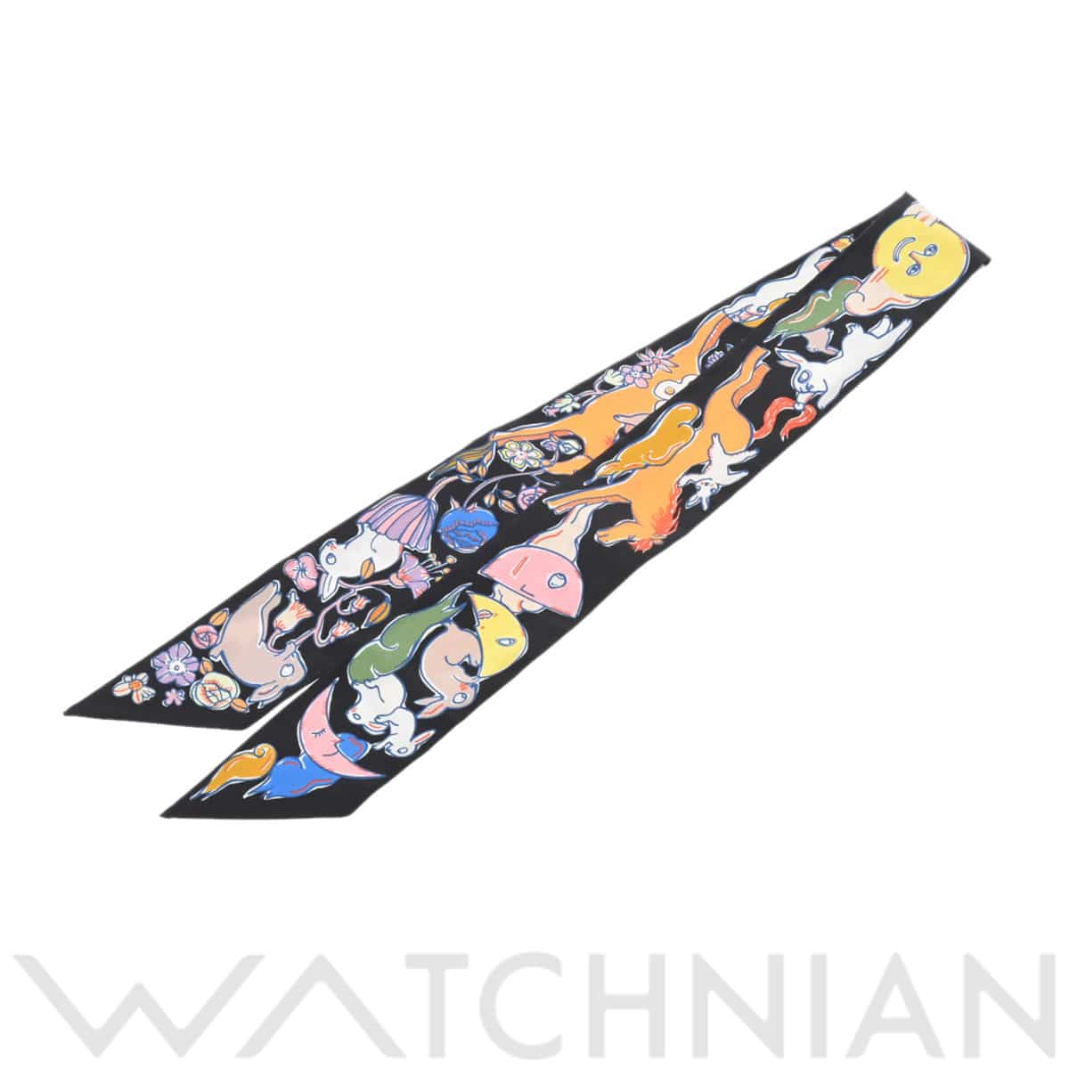 エルメス ツイリー MILLE ET UN LAPINS ブラック 064007S シルク100％ レディース 【新品】【other】