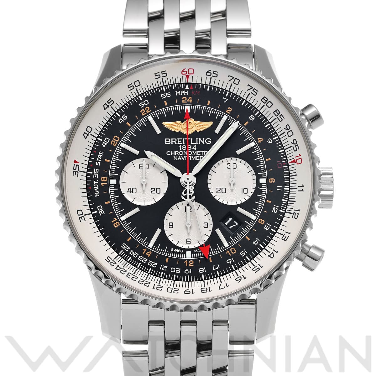ブライトリング ナビタイマー GMT AB044121/BD24 ブラック/シルバー メンズ 時計 【中古】【wristwatch】