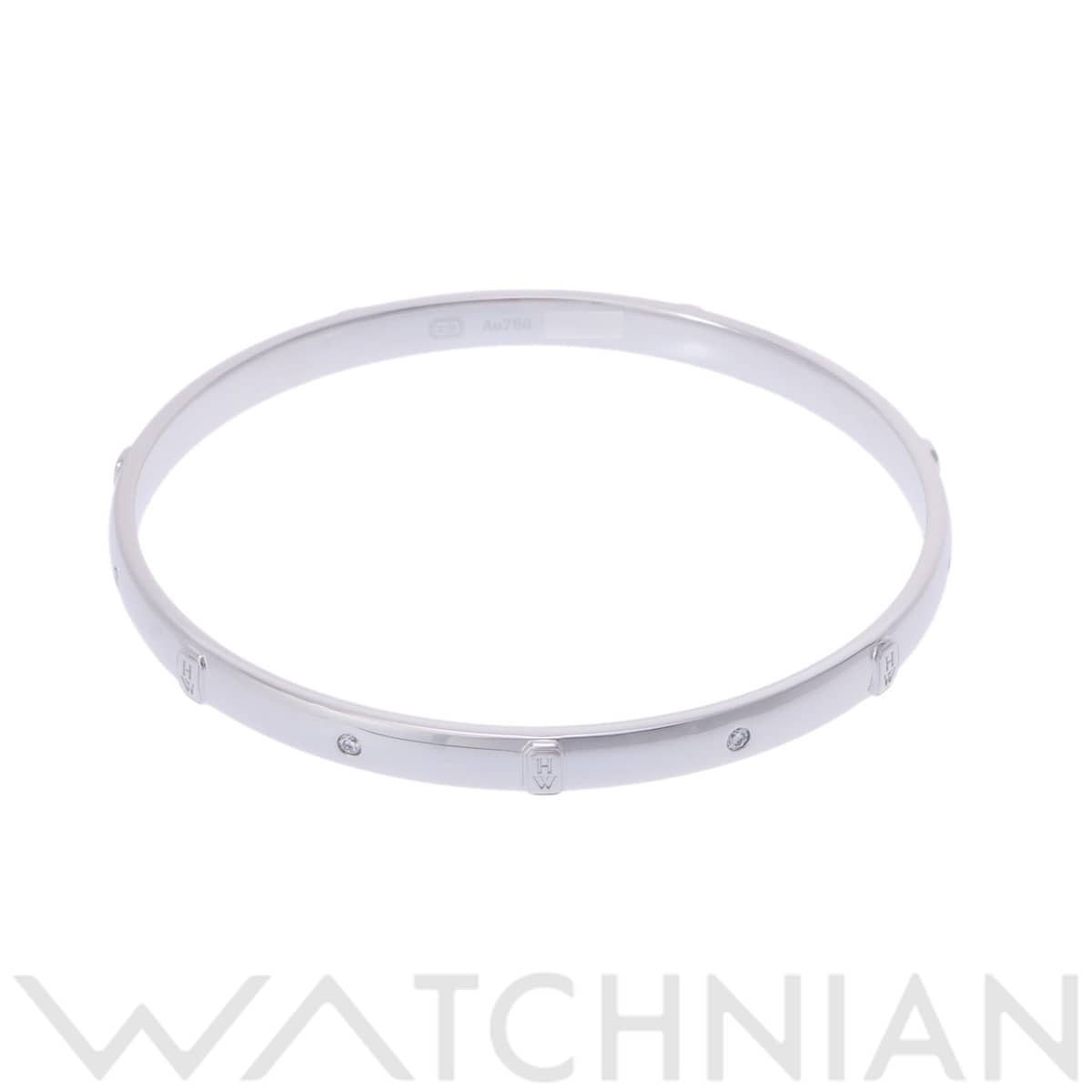 ハリー ウィンストン HWロゴ バングル BADWRD7MHML K18ホワイトゴールド WG レディース ジュエリー 【中古】【jewelry】