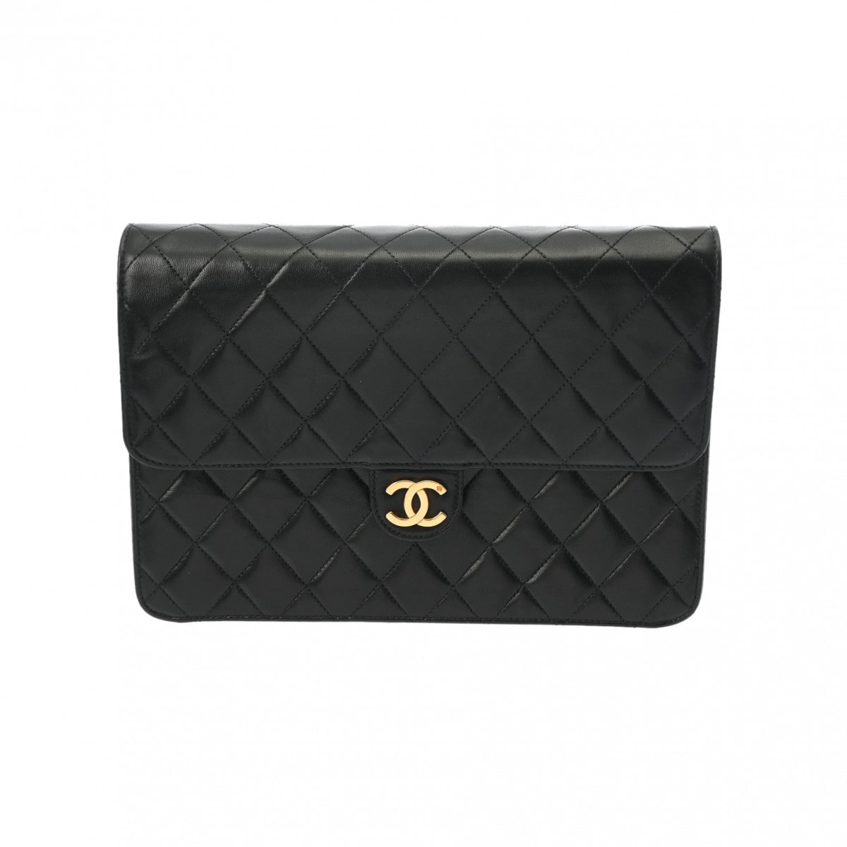 シャネル マトラッセ プッシュロック チェーンショルダー ブラック/ゴールド金具 A03569 ラムスキン レディース バッグ 【中古】【bag】