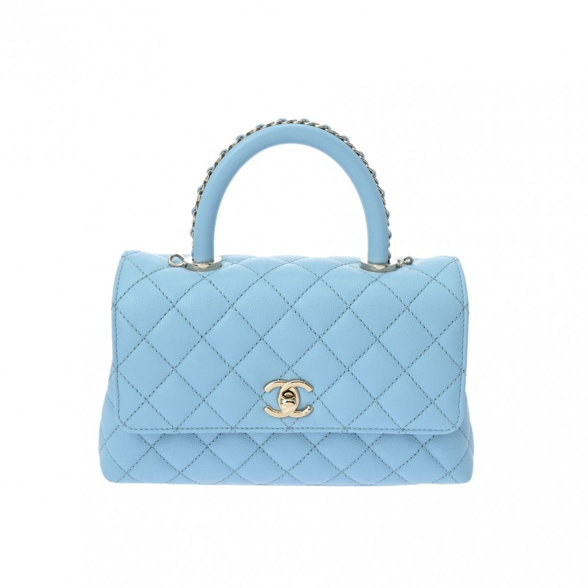 シャネル マトラッセ ココハンドル XS ブルー A92990 グレインドカーフスキン レディース バッグ 【中古】【bag】
