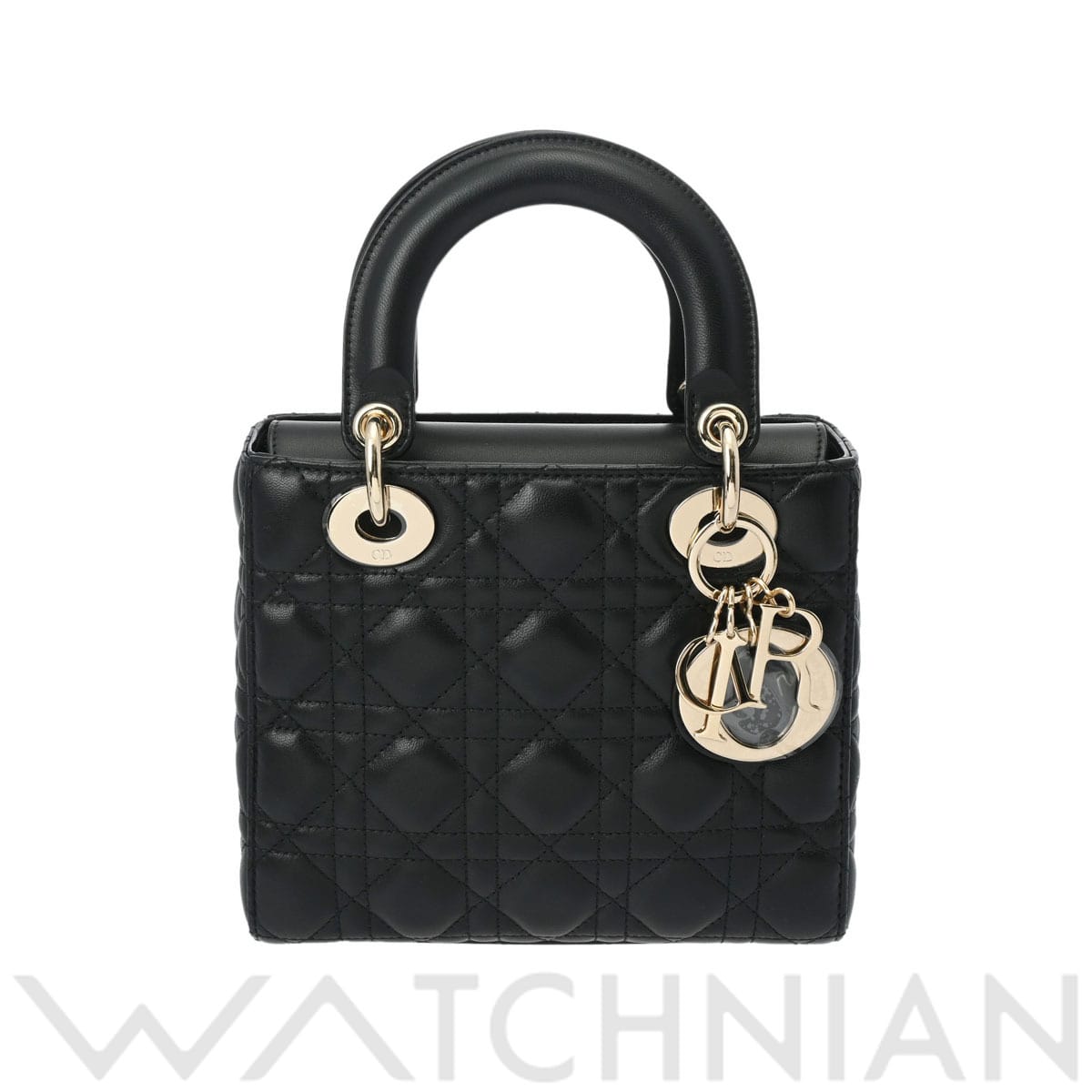 ディオール LADY DIOR My ABCDior スモールバッグ  カナージュ ブラック/ゴールド金具 M0538ONGE_M900 ラムスキン レディース バッグ 【中古】【bag】