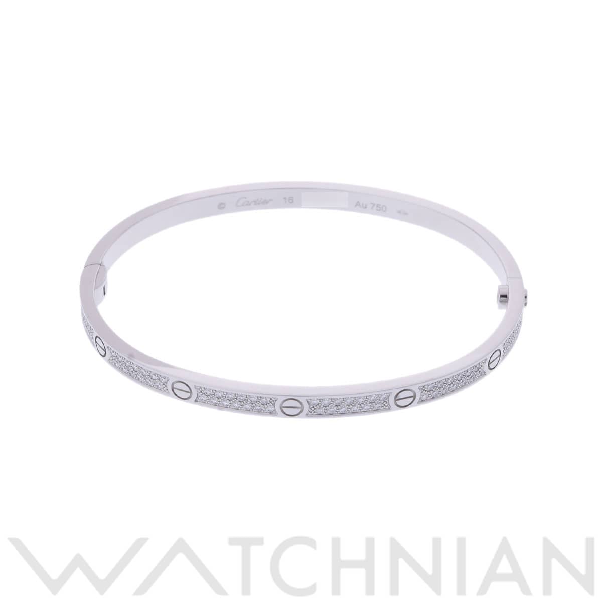 カルティエ ラブブレスレット SM #16 パヴェ シルバー K18ホワイトゴールド WG レディース ジュエリー 【中古】【jewelry】