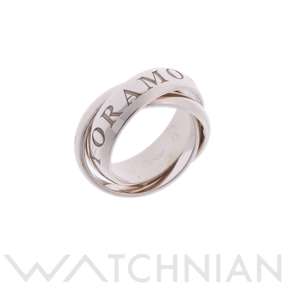 カルティエ トリニティリング #48 クリスマス限定 シルバー K18ホワイトゴールド WG レディース ジュエリー 【中古】【jewelry】