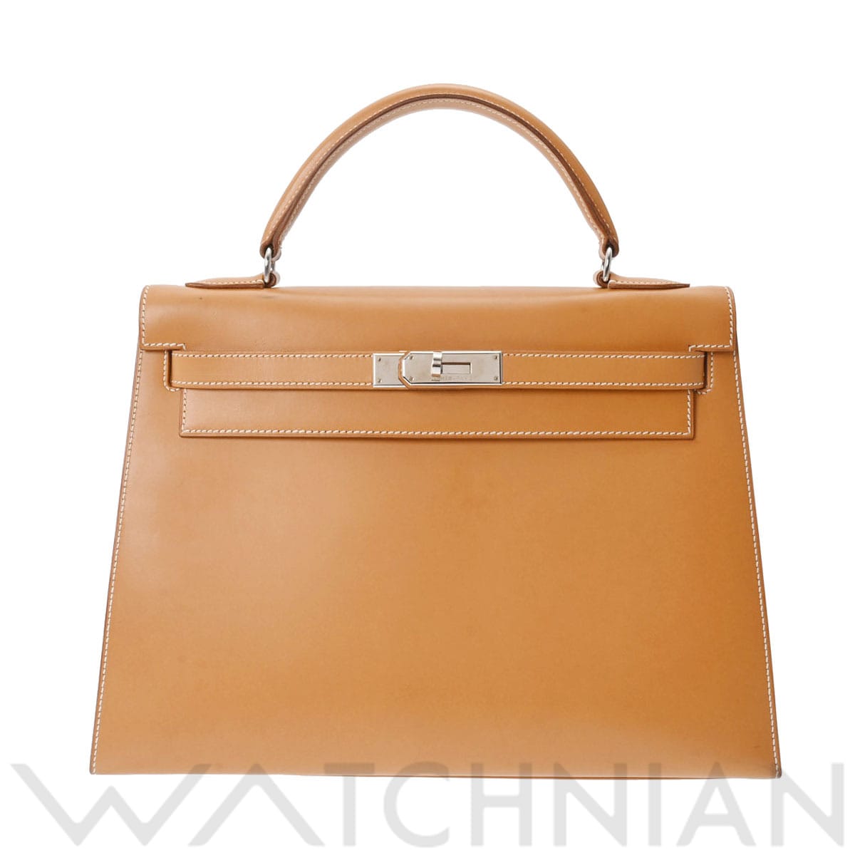 エルメス ケリー 32 外縫い ナチュラル/パラジウム金具 ヴァッシュ レディース バッグ 【中古】【bag】
