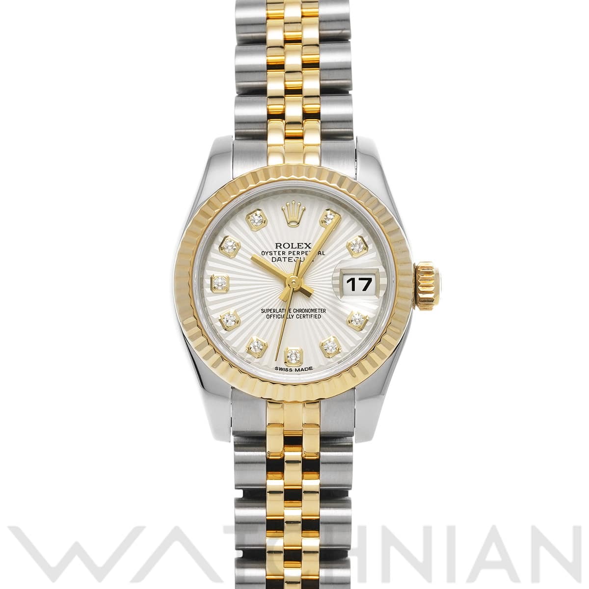 ロレックス レディ デイトジャスト 26 179173G シルバーサンビーム/ダイヤモンド レディース 時計 【中古】【wristwatch】