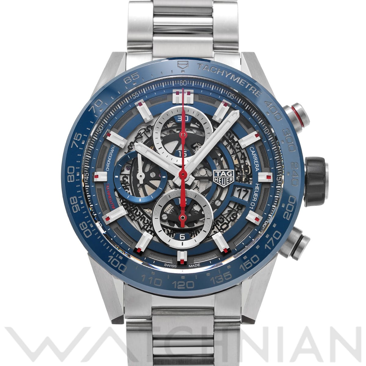 タグ ホイヤー カレラ キャリバーホイヤー01 クロノグラフ CAR201T.BA0766 ブルー メンズ 時計 【中古】【wristwatch】