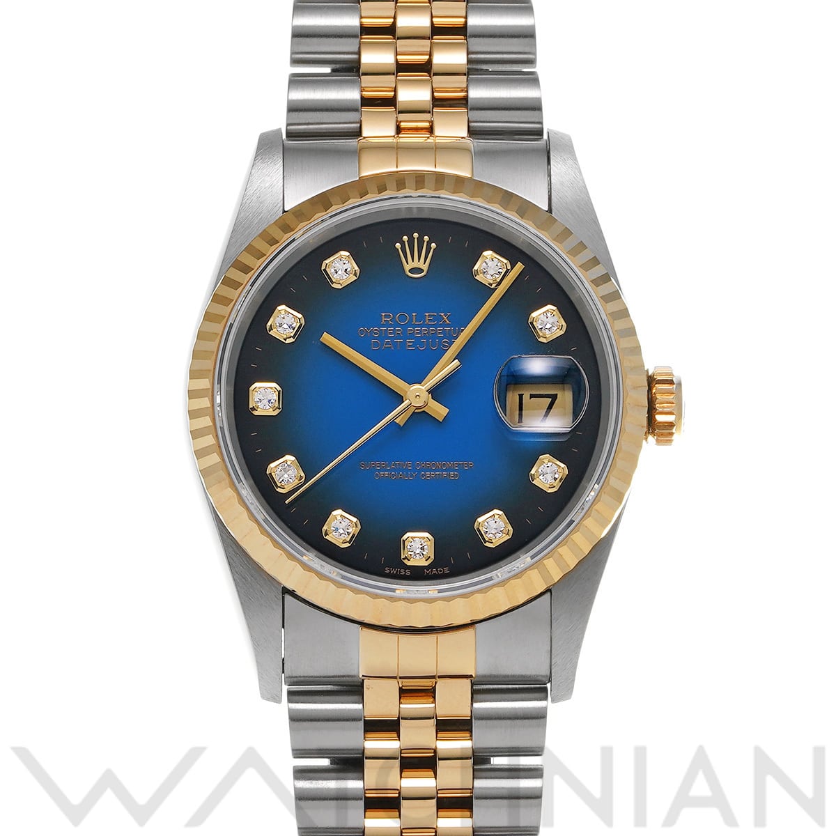 ロレックス デイトジャスト  16233G ブルー・グラデーション/ダイヤモンド メンズ 時計 【中古】【wristwatch】