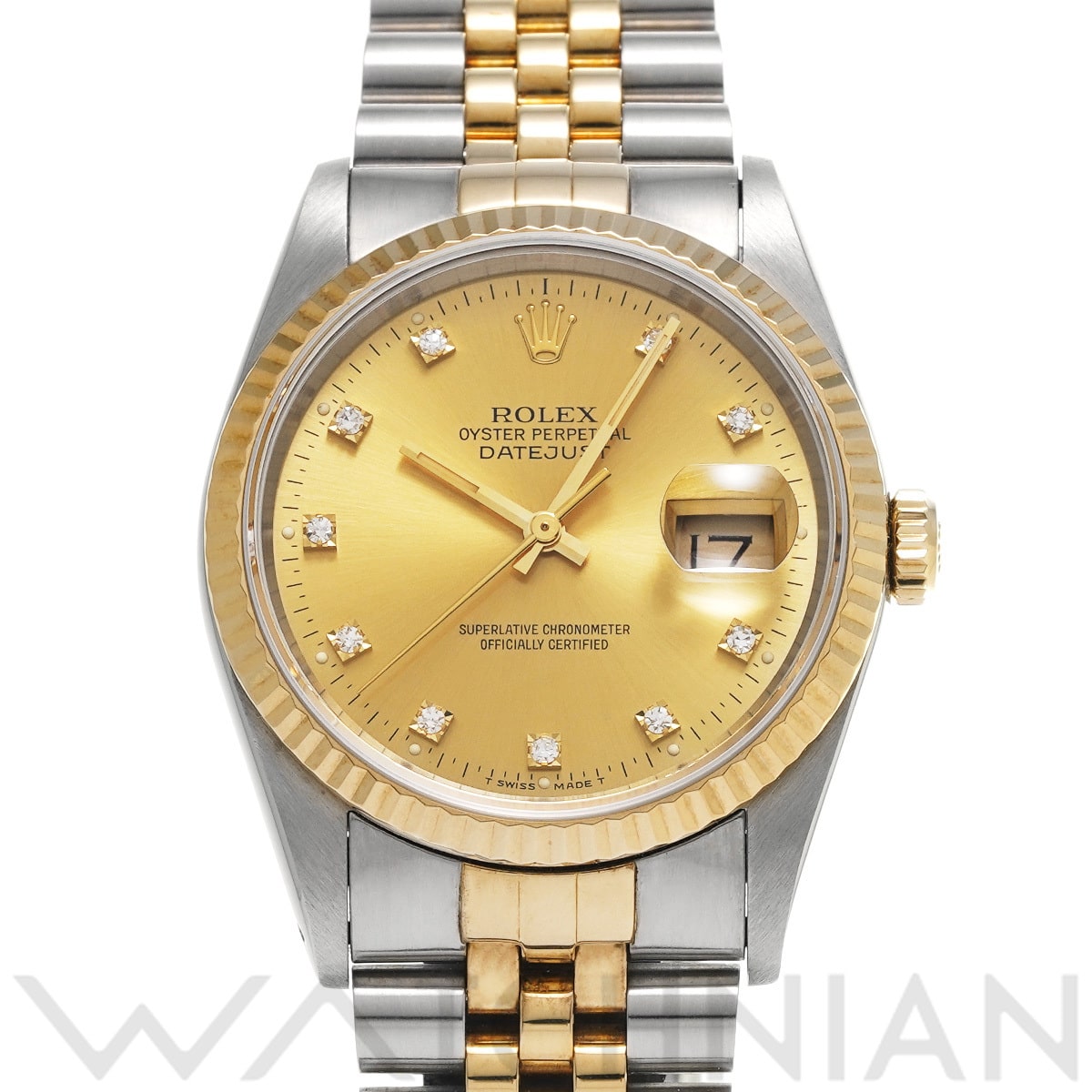 ロレックス デイトジャスト 16233G シャンパン/ダイヤモンド メンズ 時計 【中古】【wristwatch】
