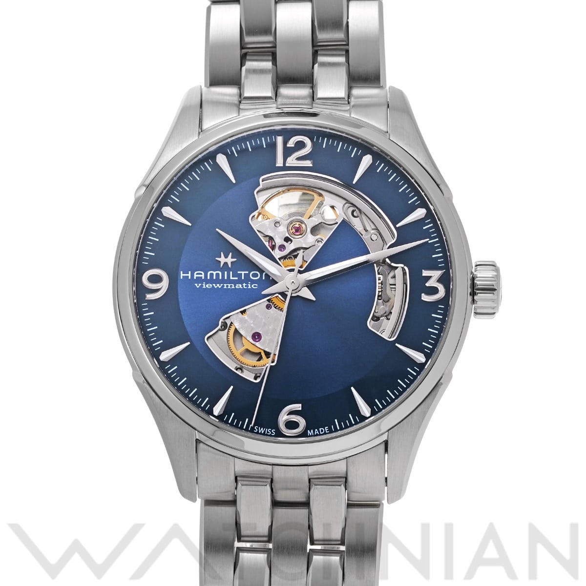 ハミルトン ジャズマスター オープンハート H327050 ブルー メンズ 時計 【中古】【wristwatch】