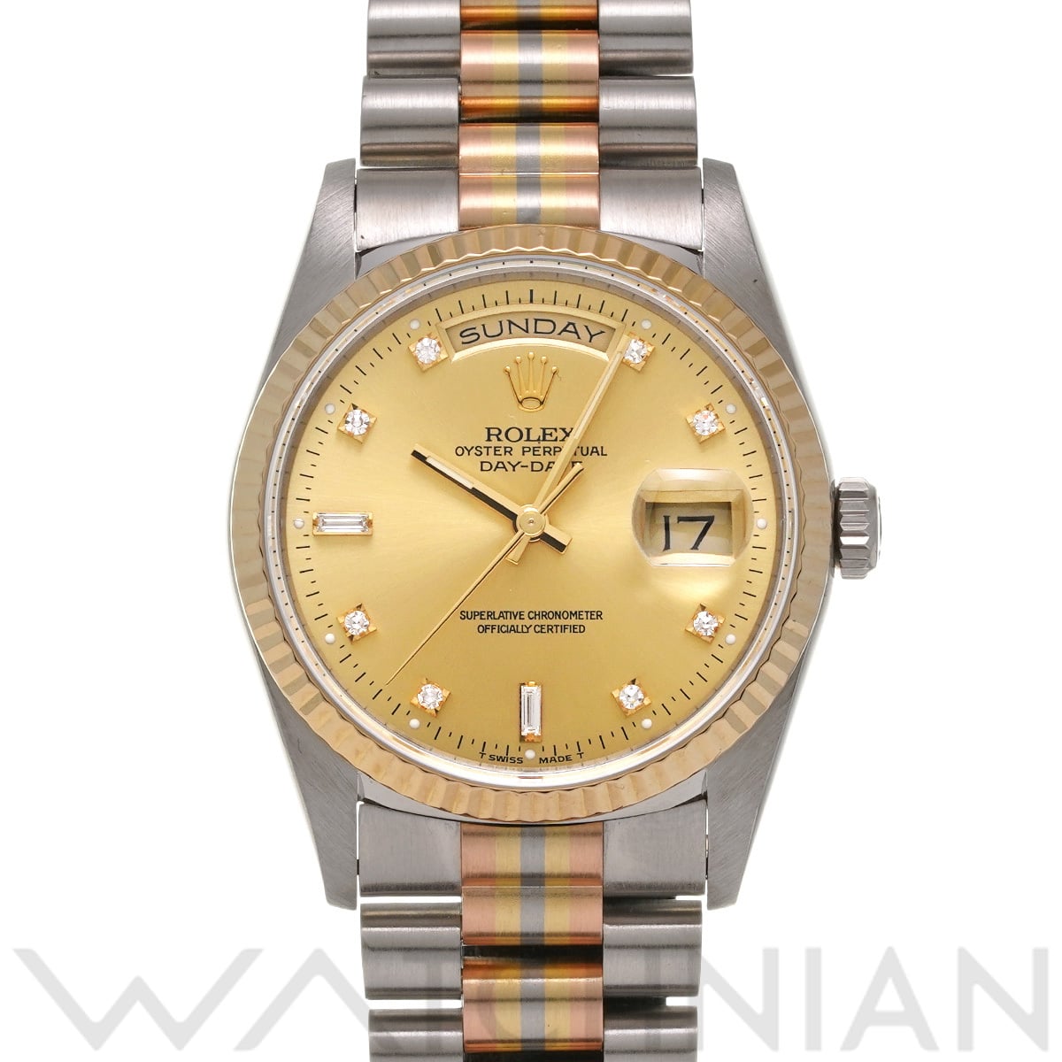 ロレックス デイデイト トリドール 18239BIC シャンパン/ダイヤモンド メンズ 時計 【中古】【wristwatch】