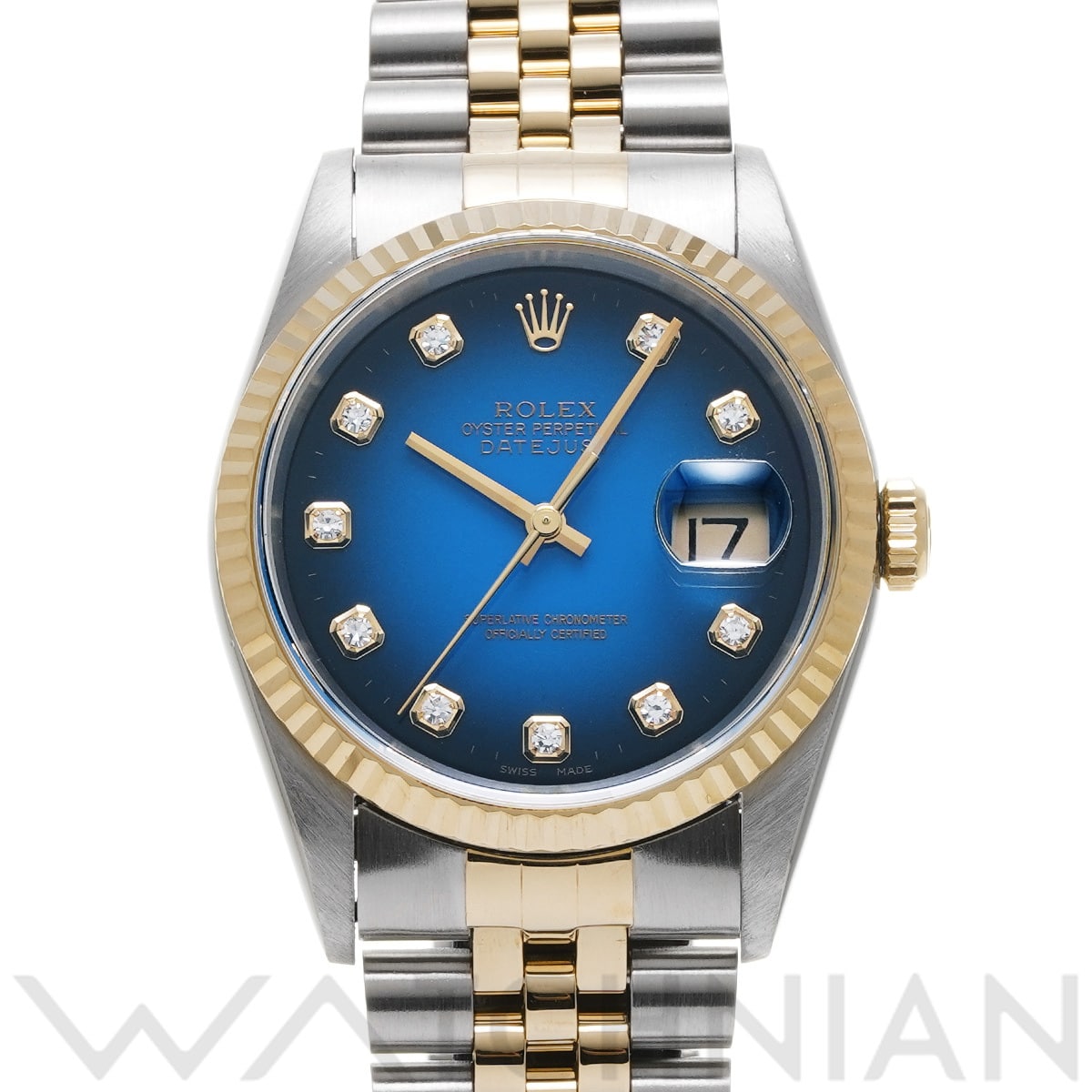 ロレックス デイトジャスト 16233G ブルー・グラデーション/ダイヤモンド メンズ 時計 【中古】【wristwatch】