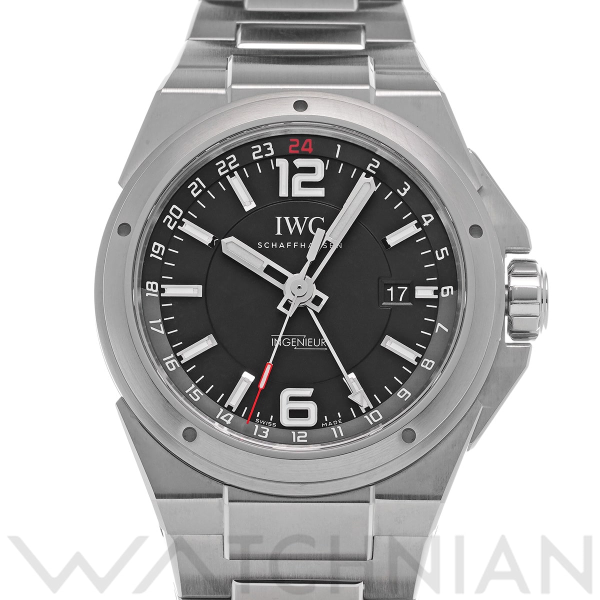 IWC インヂュニア デュアルタイム IW324402 ブラック メンズ 時計 【中古】【wristwatch】